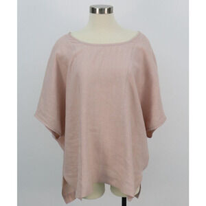 Eva Tralala Blush Rose Lagenlook Linen Made in Paris Art To Wear Popover Top Lg